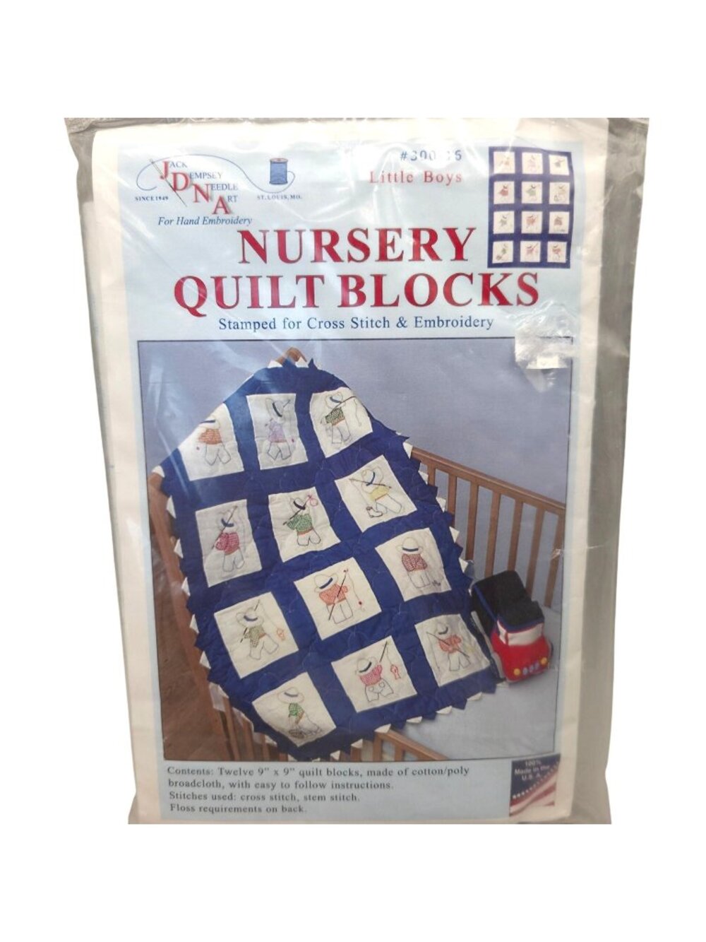 Dempsey Needle Art Nursery Quilt Blocks Little Boys Cross Stitch Kit 12 Blocks